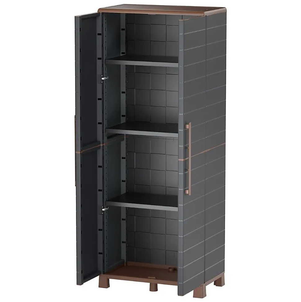 Armoire de rangement Anthracite 2 portes 3 Etagères réglables 68 x 37 x 169cm - Meuble de Garage Atelier Buanderie Artplast
