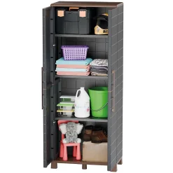 Armoire de rangement Anthracite 2 portes 3 Etagères réglables 68 x 37 x 169cm - Meuble de Garage Atelier Buanderie Artplast