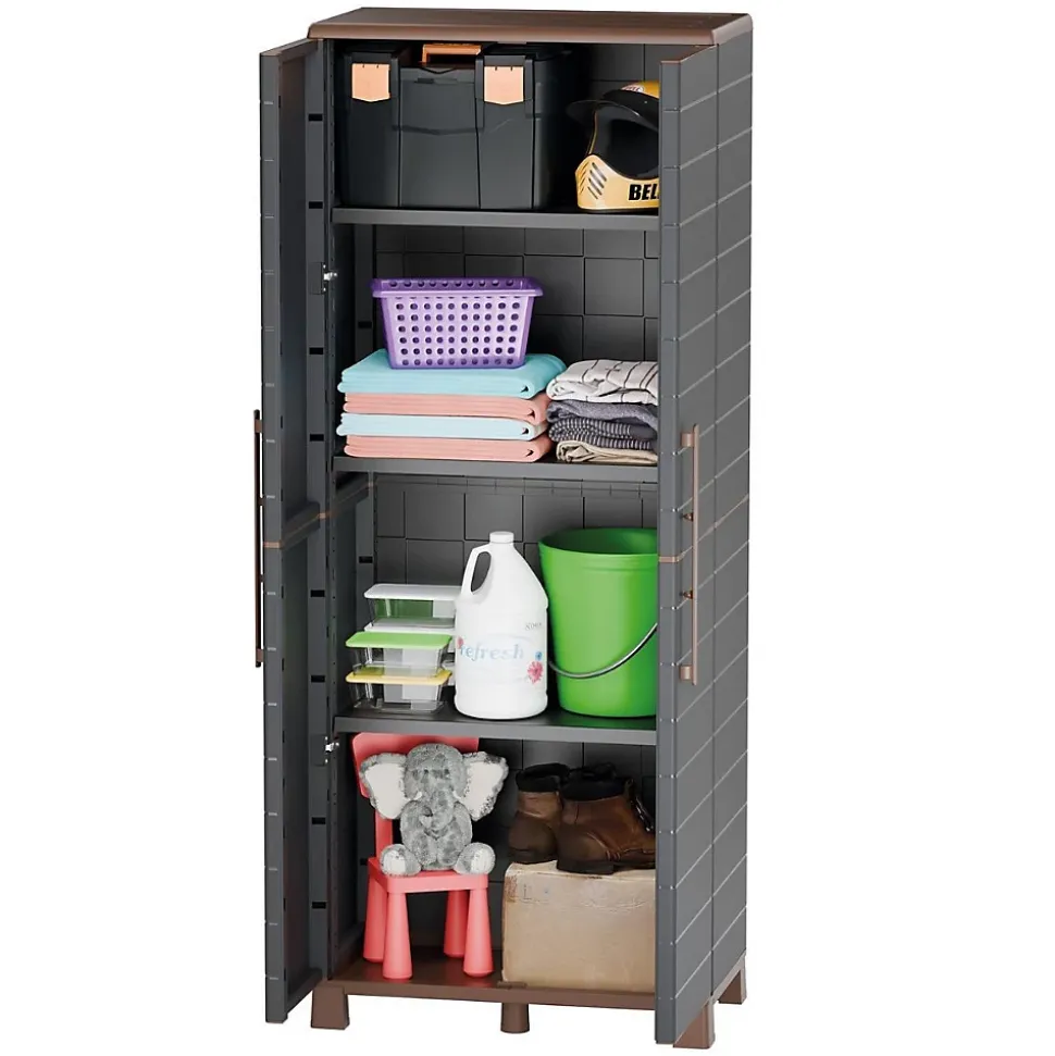 Armoire de rangement Anthracite 2 portes 3 Etagères réglables 68 x 37 x 169cm - Meuble de Garage Atelier Buanderie Artplast