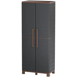 Armoire de rangement Anthracite 2 portes 3 Etagères réglables 68 x 37 x 169cm - Meuble de Garage Atelier Buanderie Artplast