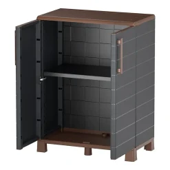 Armoire de rangement Extérieur/Intérieur 2 portes 2 Etagères Anthracite - Meuble de rangement de Garage 68 x 37 x 90 cm