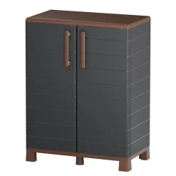 Armoire de rangement Extérieur/Intérieur 2 portes 2 Etagères Anthracite - Meuble de rangement de Garage 68 x 37 x 90 cm