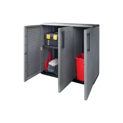 Armoire de Rangement Garage Atelier - Armoire basse 3 portes et 1 étagère Réglable Polypropylène 102x37h84 cm Charge 20 kg