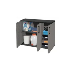 Armoire de Rangement Garage Atelier - Armoire basse 3 portes et 1 étagère Réglable Polypropylène 102x37h84 cm Charge 20 kg