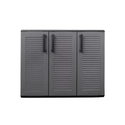 Armoire de Rangement Garage Atelier - Armoire basse 3 portes et 1 étagère Réglable Polypropylène 102x37h84 cm Charge 20 kg