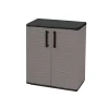 Armoire de Rangement Grise Armoire basse 2 portes Polypropylène 68x37h84 cm ArtPlast