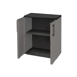 Armoire de Rangement Grise Armoire basse 2 portes Polypropylène 68x37h84 cm ArtPlast