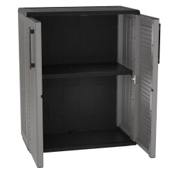 Armoire de Rangement Grise Armoire basse 2 portes Polypropylène 68x37h84 cm ArtPlast