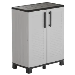 Armoire de rangement Gris 68 x 37 x 90cm Meuble de rangement Intérieur Exterieur 2 portes 2 Etagères Charnière acier INTEC