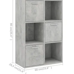 Armoire de rangement Gris béton 60x29,5x90 cm Bois d'ingénierie vidaXL