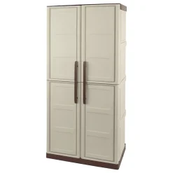 Armoire de rangement haute 2 portes 3 étagères - 70 x 39 x 165 cm - Armoire Intérieur/Exterieur Résistante INTEC