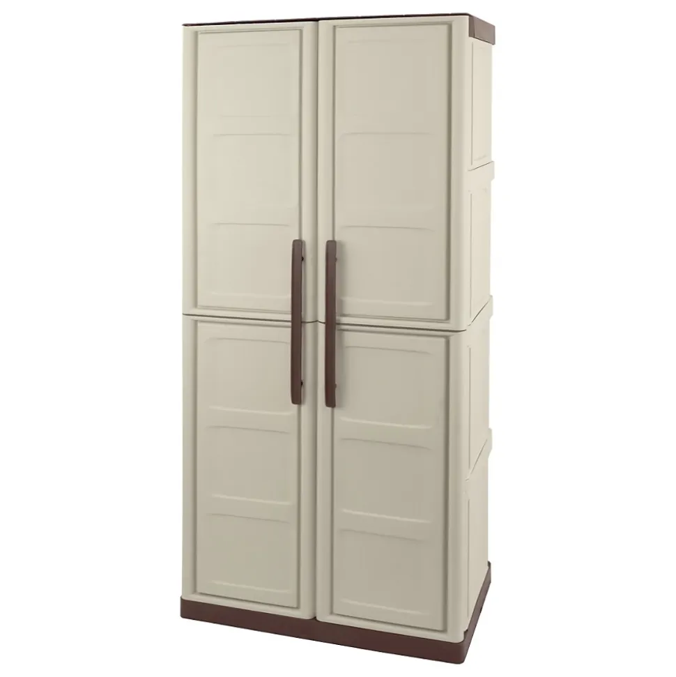 Armoire de rangement haute 2 portes 3 étagères - 70 x 39 x 165 cm - Armoire Intérieur/Exterieur Résistante INTEC