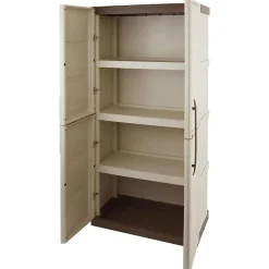Armoire de rangement haute 2 portes 3 étagères - 70 x 39 x 165 cm - Armoire Intérieur/Exterieur Résistante INTEC