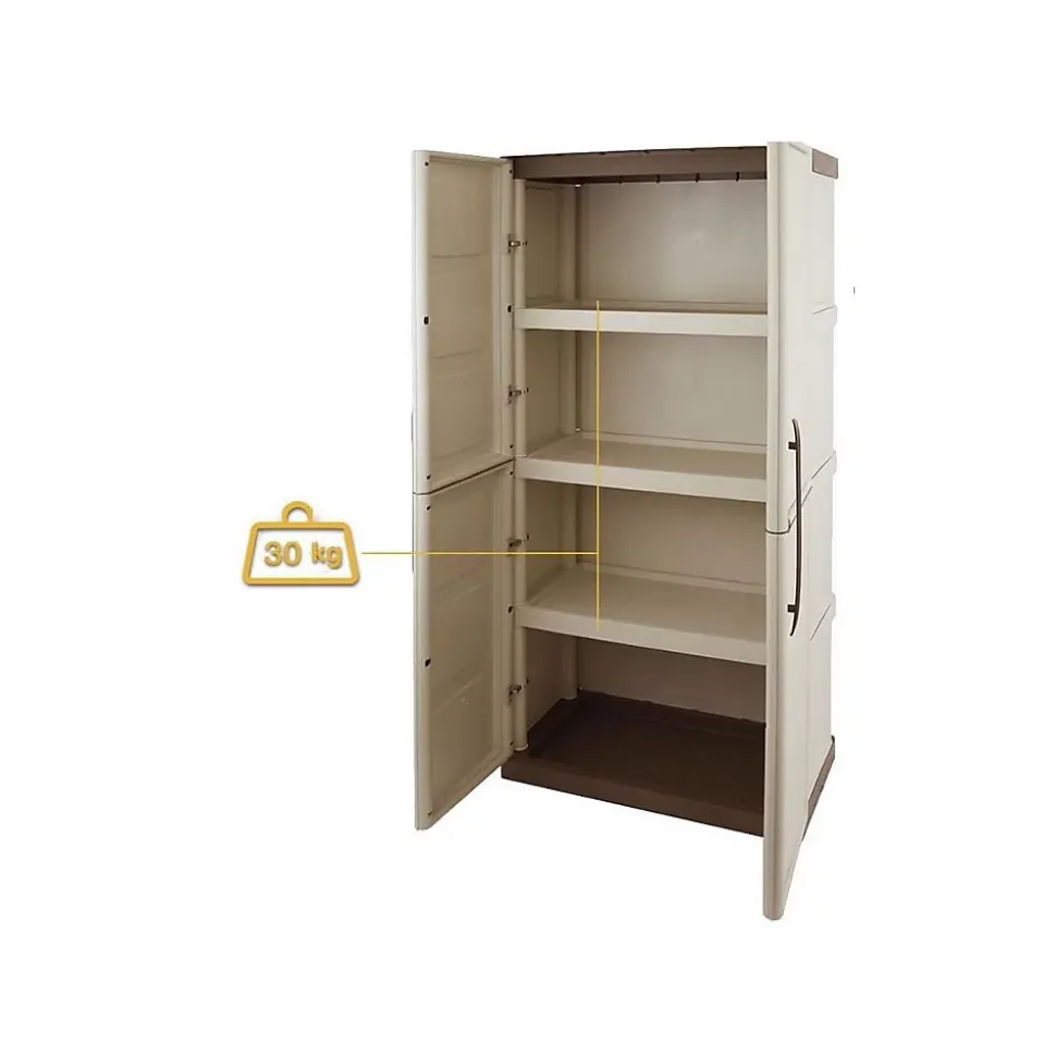 Armoire de rangement haute 2 portes 3 étagères - 70 x 39 x 165 cm - Armoire Intérieur/Exterieur Résistante INTEC