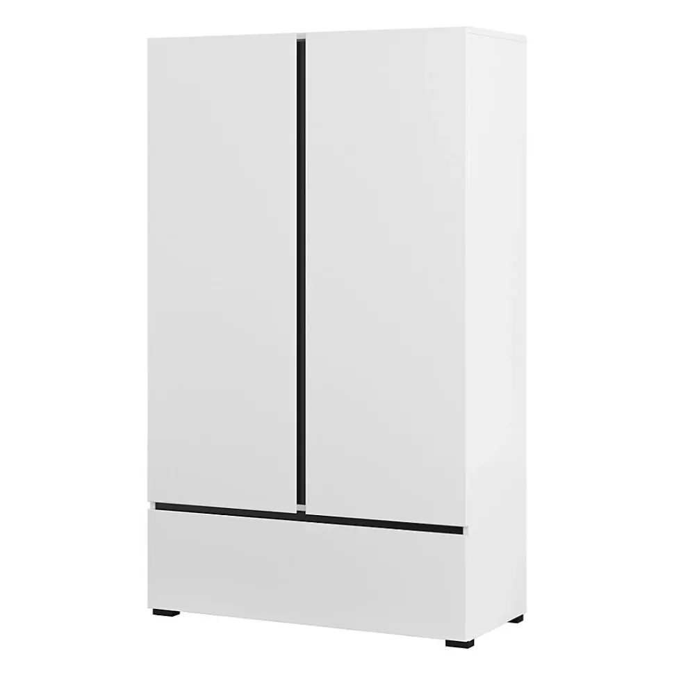 Armoire de rangement HAVANA blanche et noire 2 portes 1 tiroir Design moderne et pratique