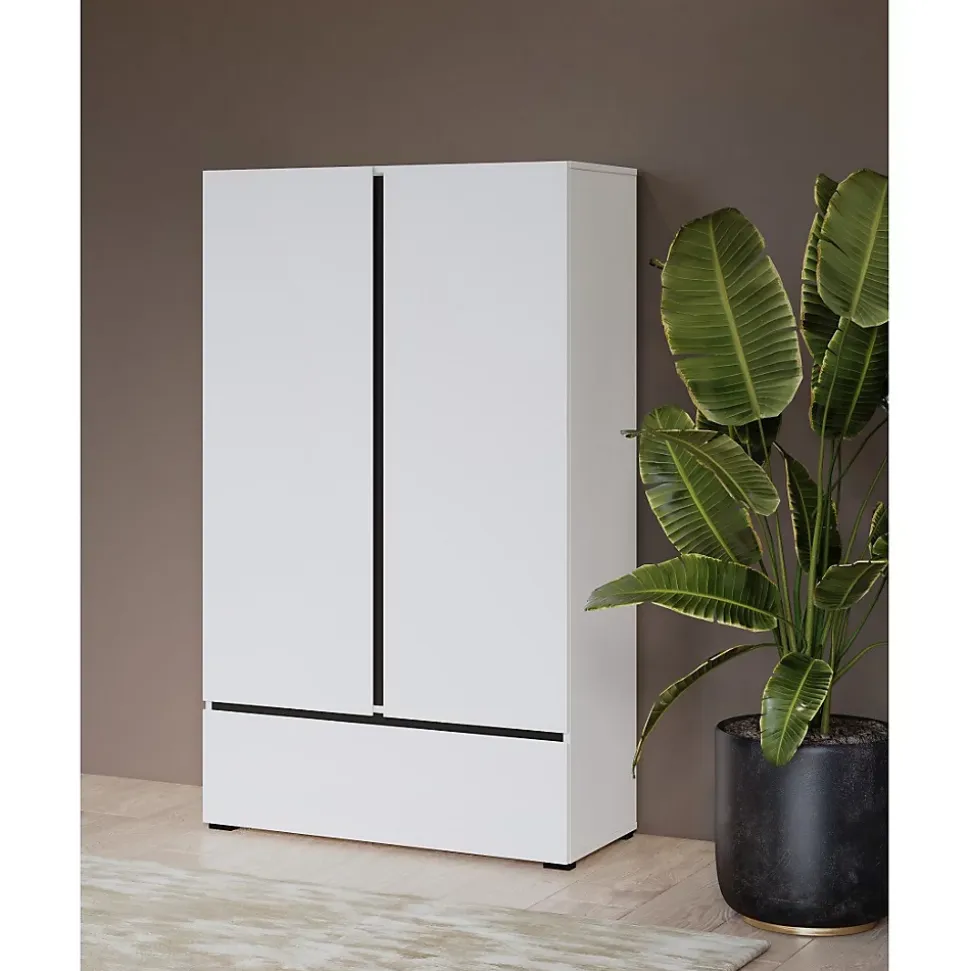 Armoire de rangement HAVANA blanche et noire 2 portes 1 tiroir Design moderne et pratique