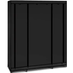 Armoire de rangement penderie pliable vêtements en tissu noir dressing XXL