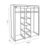 Armoire de rangement penderie dressing en toile coloris noir - Longueur 150 x profondeur 45 x Hauteur 172 cm.