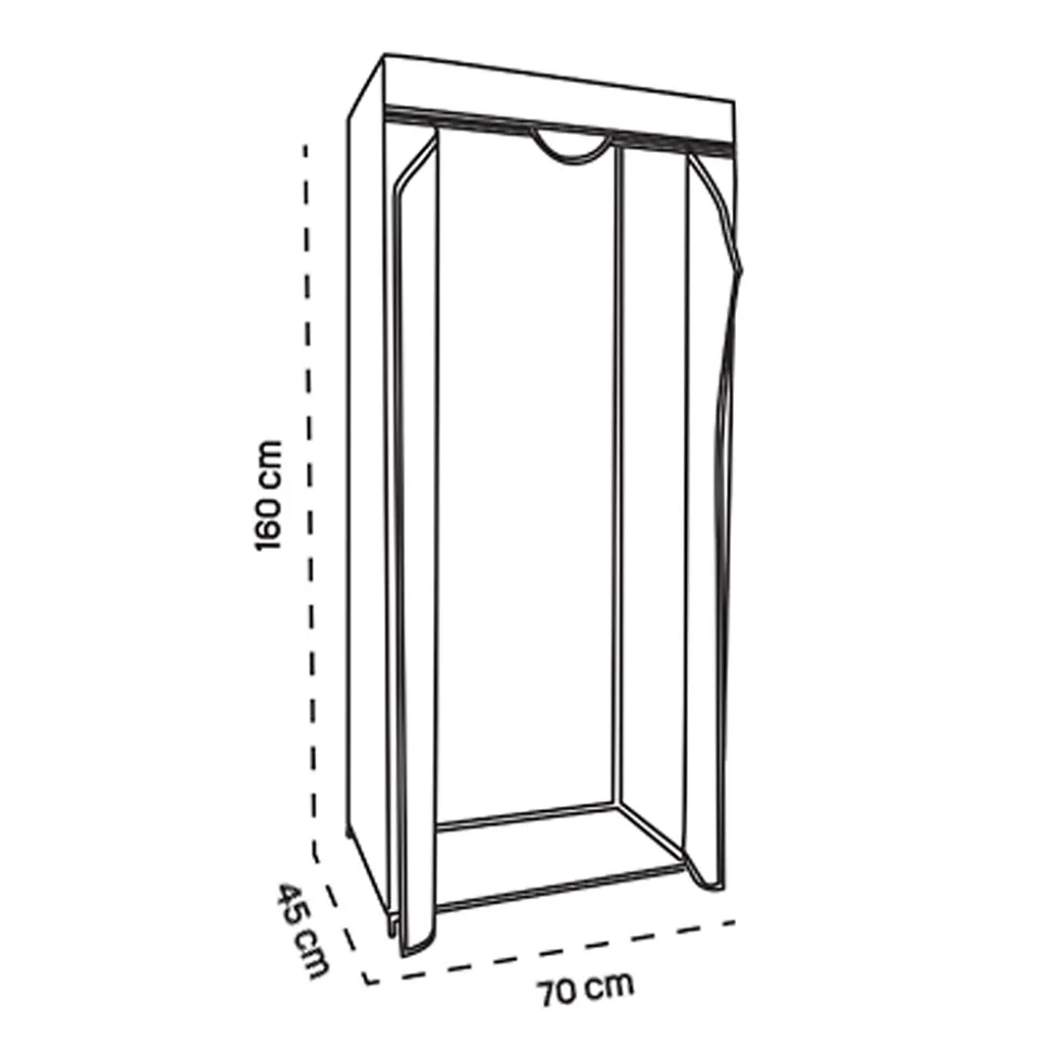 Armoire de rangement penderie dressing en toile coloris noir - Longueur 70 x profondeur 45 x Hauteur 160 cm.