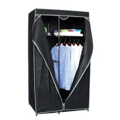 Armoire de rangement penderie dressing en toile coloris noir - Longueur 88 x profondeur 45 x Hauteur 160 cm.