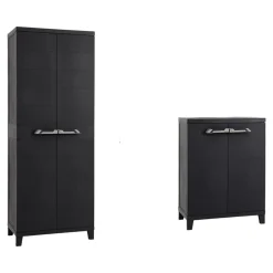 Armoire de rangement vendue par 2 en résine haute et basse H. 172 cm et H. 88 cm