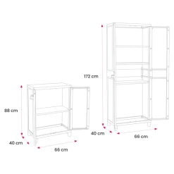 Armoire de rangement vendue par 2 en résine haute et basse H. 172 cm et H. 88 cm