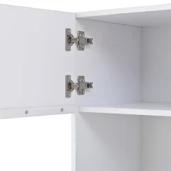Armoire de rangement 60x40x180cm,blanc,vitrine avec porte acrylique,éclairage LED,3 étagères en verre