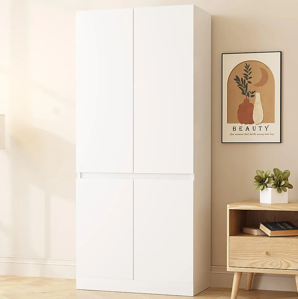 Armoire de rangement,70x40x170cm,blanc,double porte avec grands compartiments