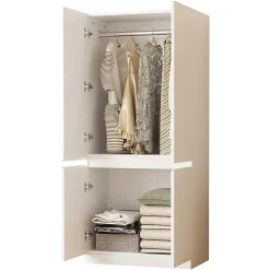 Armoire de rangement,70x40x170cm,blanc,double porte avec grands compartiments