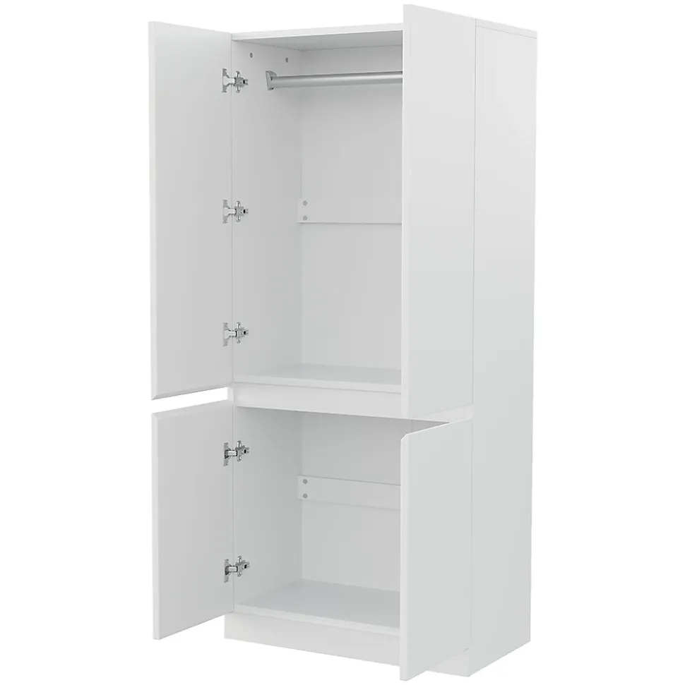 Armoire de rangement,70x40x170cm,blanc,double porte avec grands compartiments