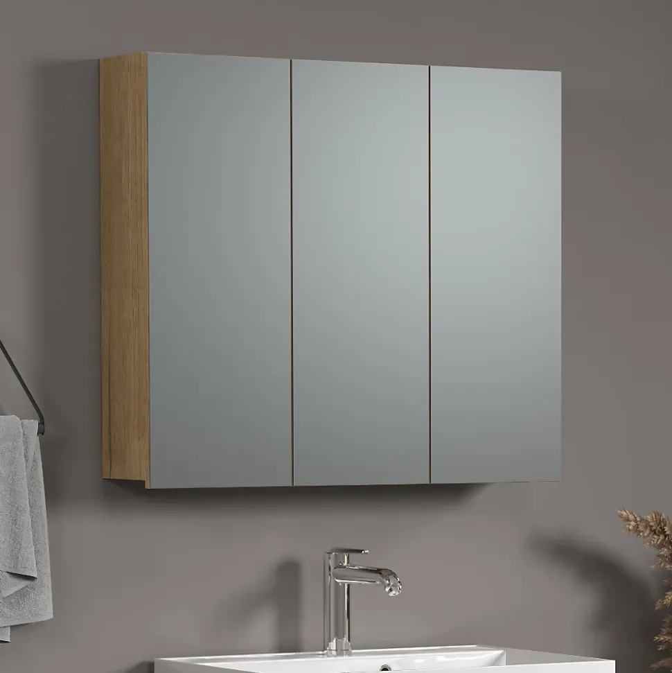 Armoire de toilette 3 portes miroir L90 cm - PUREBLISS