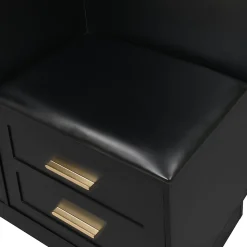 Armoire d'entrée Moderne avec Miroir et Penderie Cachée - Vestiaire Compact avec Étagères Réglables - Noir - 110x33x185,5 cm