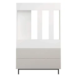 Armoire d'entrée Rebecca Mobili Mikan 178x112x33,5 Panneau de particules Verre Blanc Gris Foncé Moderne