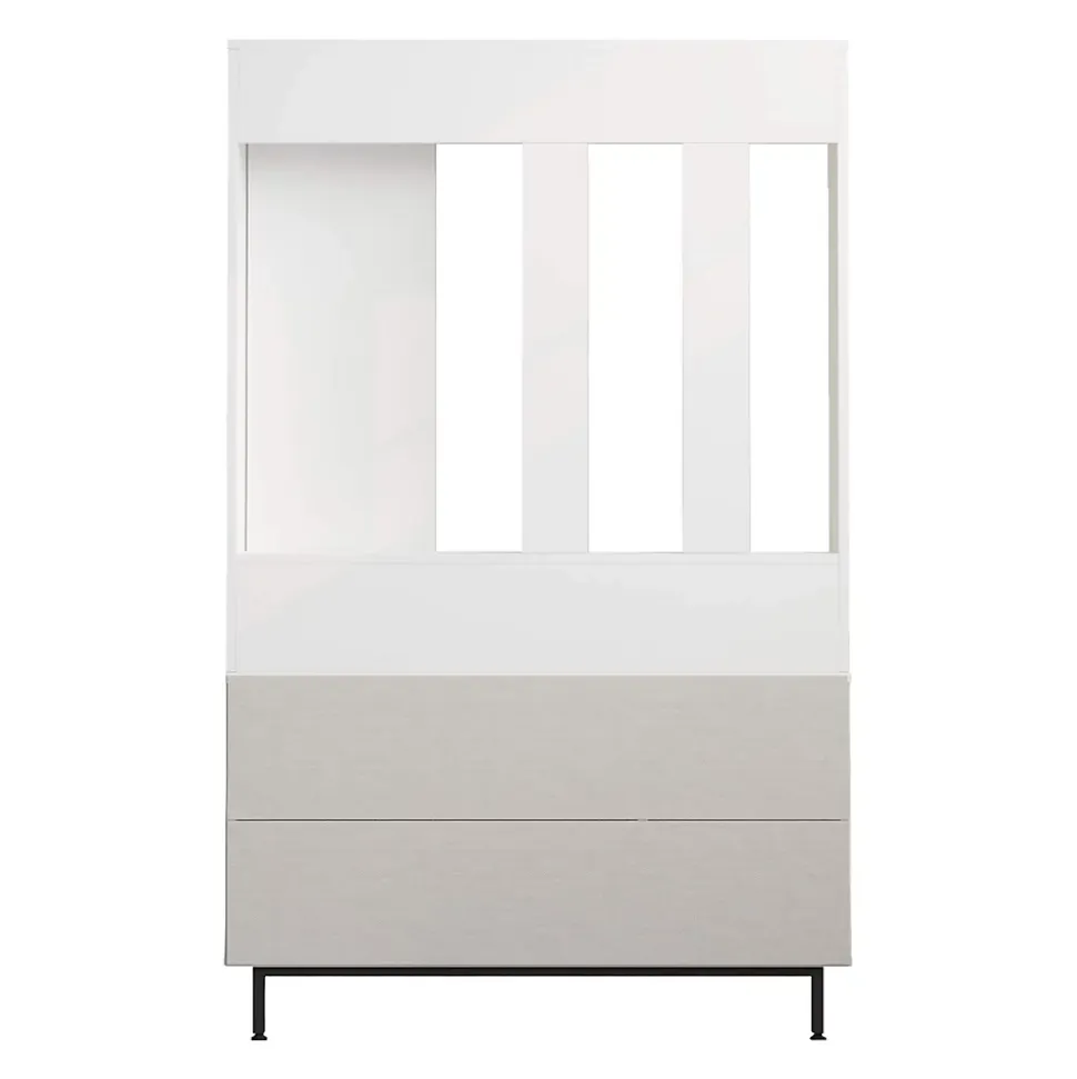 Armoire d'entrée Rebecca Mobili Mikan 178x112x33,5 Panneau de particules Verre Blanc Gris Foncé Moderne