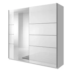 Armoire design 2 portes 180 cm avec miroir. Couleur blanc brillant. Collection EOS