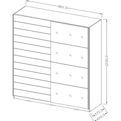 Armoire design 2 portes 180cm couleur chene foncé. Collection EOS