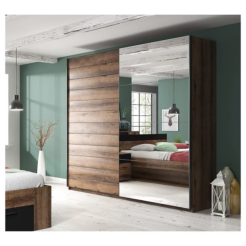 Armoire design 2 portes 180cm couleur chene foncé. Collection EOS
