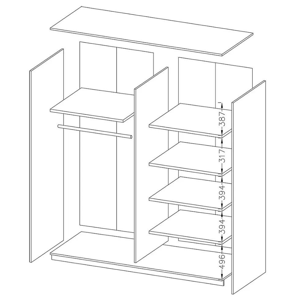 Armoire design 2 portes 180cm couleur chene foncé. Collection EOS