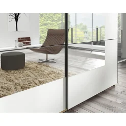 Armoire design 2 portes 200cm couleur chene clair et blanc. Collection EOS