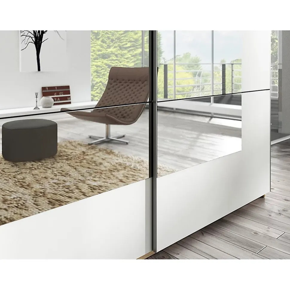 Armoire design 2 portes 200cm couleur chene clair et blanc. Collection EOS