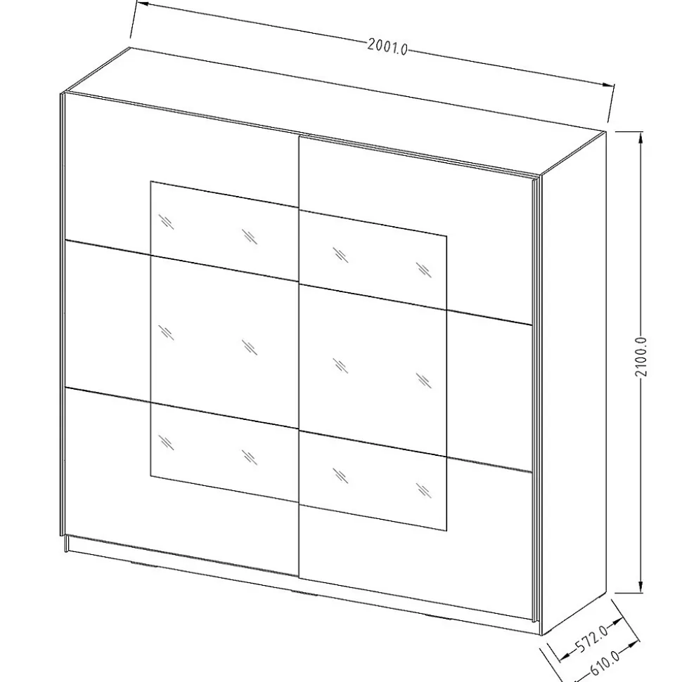 Armoire design 2 portes 200cm couleur chene clair et blanc. Collection EOS