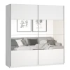 Armoire design 200cm. 2 portes avec miroirs modulables. Couleur blanc mat. Collection EOS
