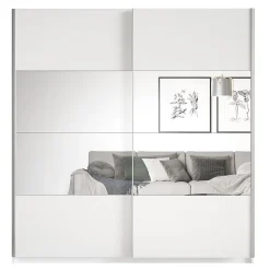 Armoire design 200cm. 2 portes avec miroirs modulables. Couleur blanc mat. Collection EOS