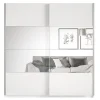 Armoire design 220cm. 2 portes avec miroirs modulables. Couleur blanc mat. Collection EOS