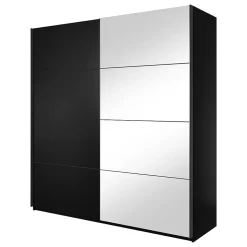 Armoire design 180cm. 2 portes avec miroirs modulables. Couleur noir mat. Collection EOS