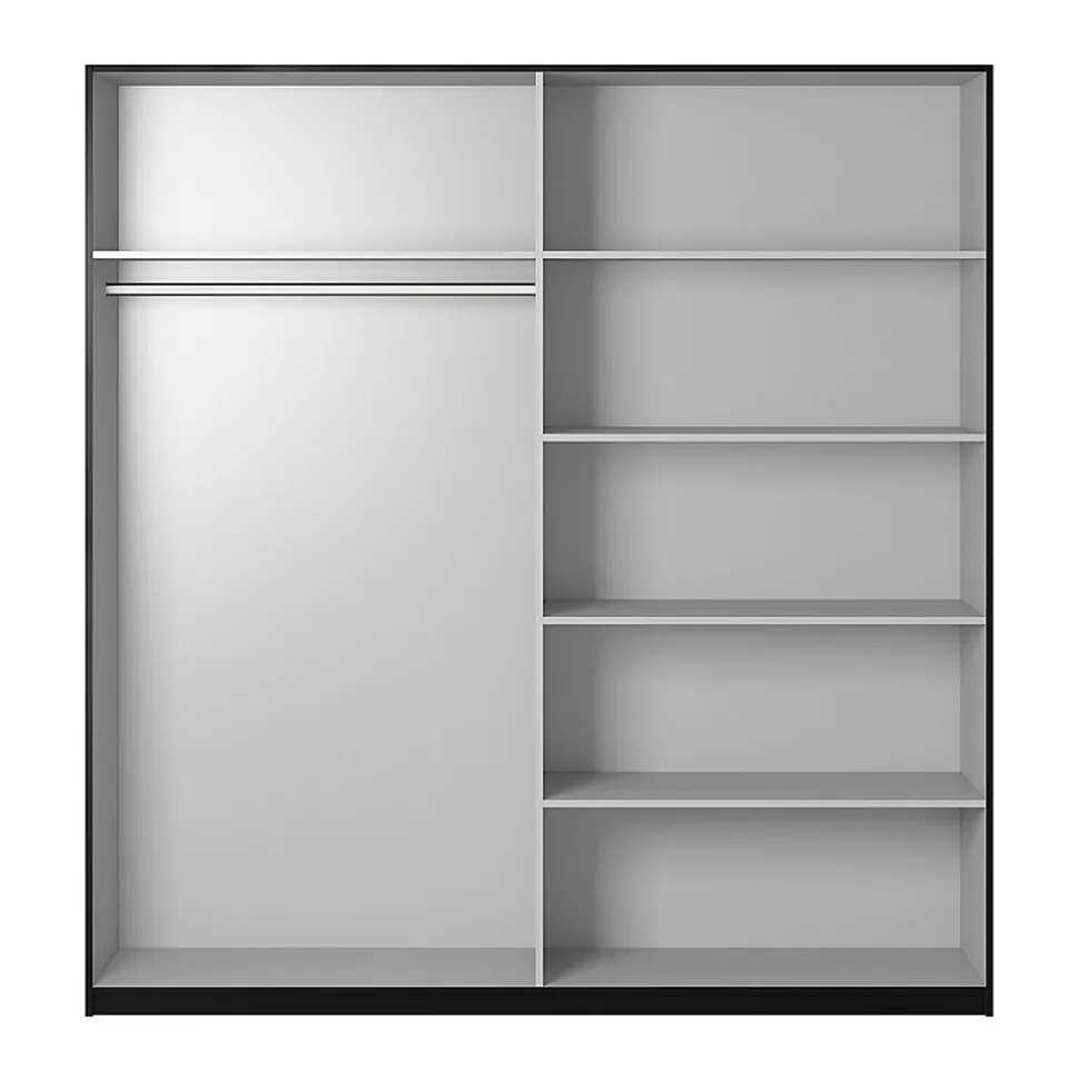 Armoire design 180cm. 2 portes avec miroirs modulables. Couleur noir mat. Collection EOS
