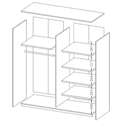 Armoire design 180cm. 2 portes avec miroirs modulables. Couleur blanc mat. Collection EOS