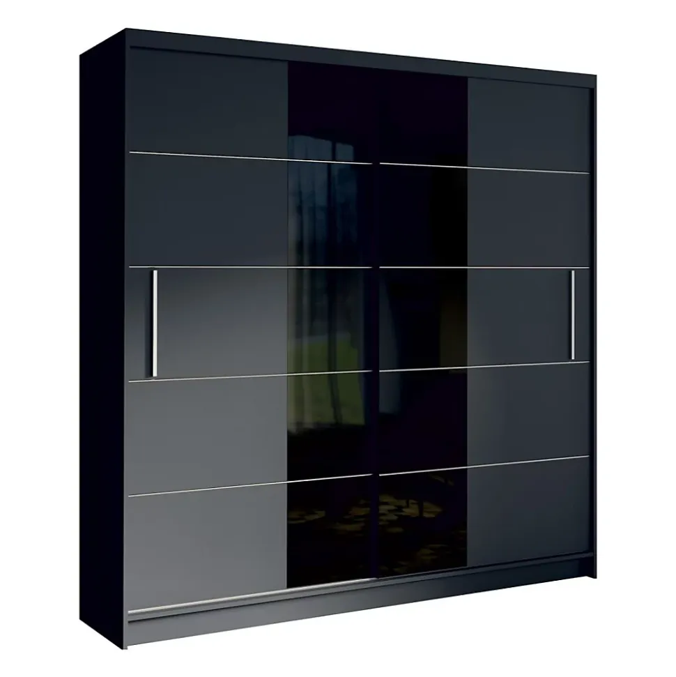 Armoire design 200cm coloris gris graphite et noir collection NARAGO