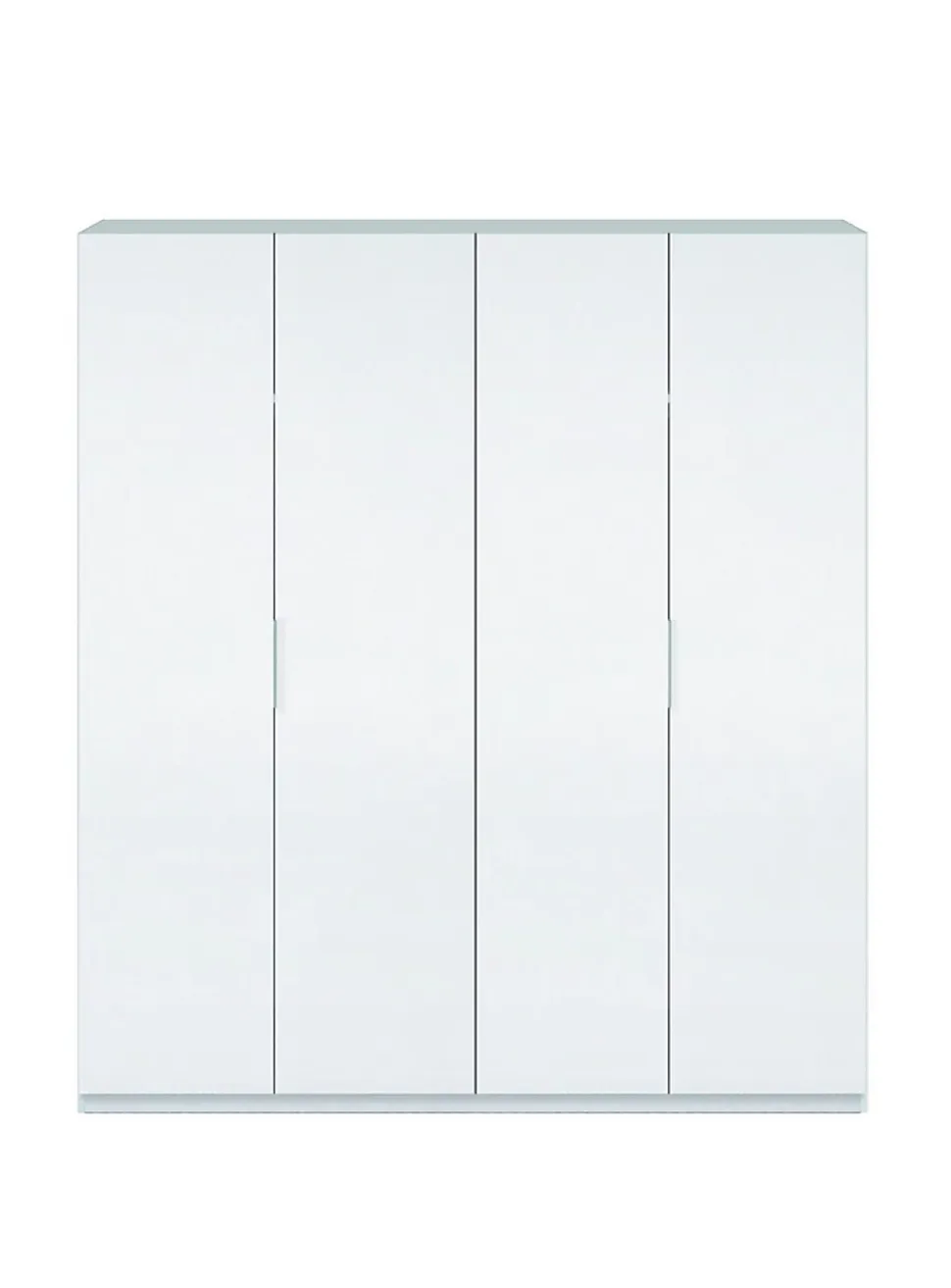 Armoire Dfusell, Armoire de chambre avec 4 portes battantes, Armoire avec 2 Etageres et tringle à vêtements, 180x52h200 cm, Blanc