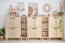 Armoire Dinamic à 4 portes en pin avec 4 tablettes 105,4x70,8x33 cm